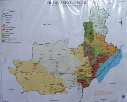map of tribal areas in Bunia as UN tries to keep the peace between them