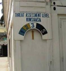 sign with threat level in Kinshasa